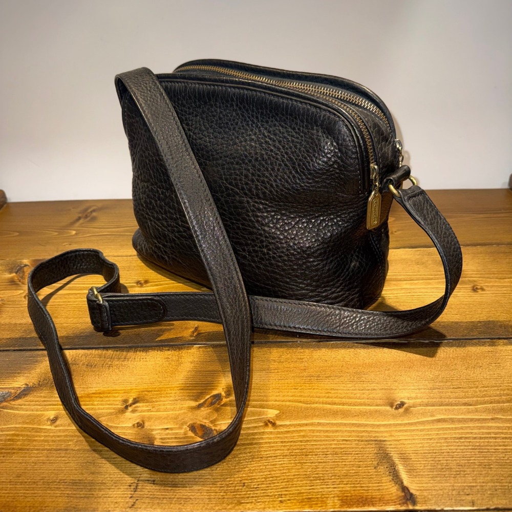 Vintage 1995 Coach Sonoma 4914 Double Zip Crossbody Bag USA Pebbled Leather